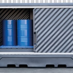 Container de stockage avec rétention est entièrement fabriqué en PEHD